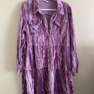 Cato Long Sleeve Purple Velvet Dress
